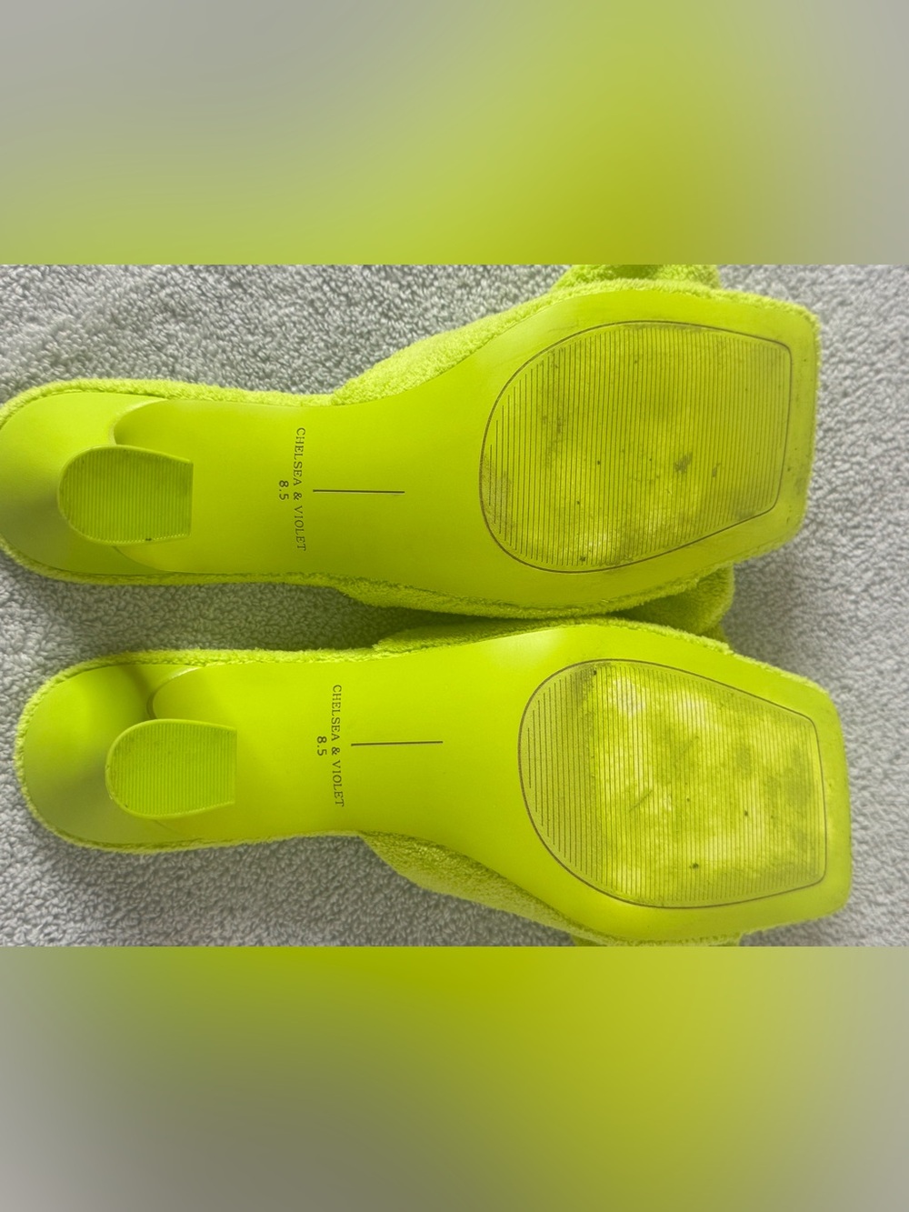 Chelsea & Violet Neon Lime Bow Slide Mules - Picture 4 of 4